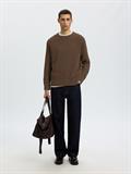 SLMBRAUN KNIT RLX RIB CREW NECK NOOS chocolate chip
