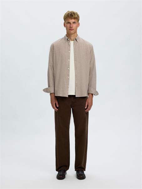 SLMCOLE-JAY REG MELANGE LS SHIRT NOOS cornstalk