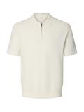 SLMCRAN SS KNIT REG STRUC ZIP POLO NOOS egret