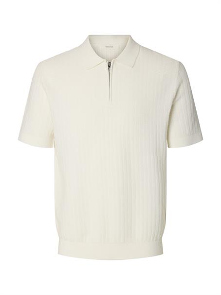 SLMCRAN SS KNIT REG STRUC ZIP POLO NOOS egret