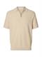 SLMCRAN SS KNIT REG STRUC ZIP POLO NOOS oatmeal