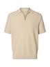 SLMCRAN SS KNIT REG STRUC ZIP POLO NOOS oatmeal
