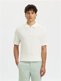 SLMCRAN SS KNIT STRUCTURE ZIP POLO NOOS egret