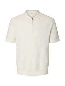 SLMCRAN SS KNIT STRUCTURE ZIP POLO NOOS egret