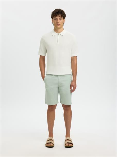 SLMCRAN SS KNIT STRUCTURE ZIP POLO NOOS egret