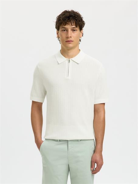 SLMCRAN SS KNIT STRUCTURE ZIP POLO NOOS egret