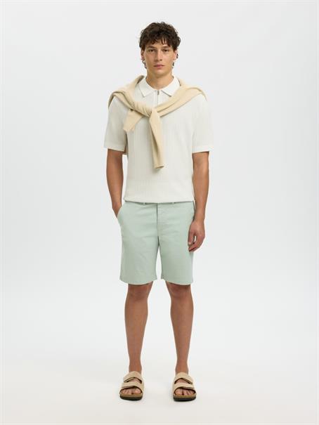 SLMCRAN SS KNIT STRUCTURE ZIP POLO NOOS egret
