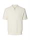 SLMCRAN SS KNIT STRUCTURE ZIP POLO NOOS egret