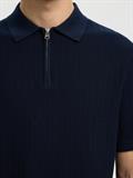 SLMCRAN SS KNIT STRUCTURE ZIP POLO NOOS navy blazer