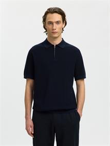 SLMCRAN SS KNIT STRUCTURE ZIP POLO NOOS navy blazer