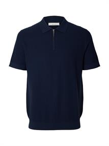 SLMCRAN SS KNIT STRUCTURE ZIP POLO NOOS navy blazer