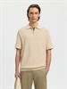 SLMCRAN SS KNIT STRUCTURE ZIP POLO NOOS oatmeal