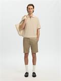 SLMCRAN SS KNIT STRUCTURE ZIP POLO NOOS oatmeal