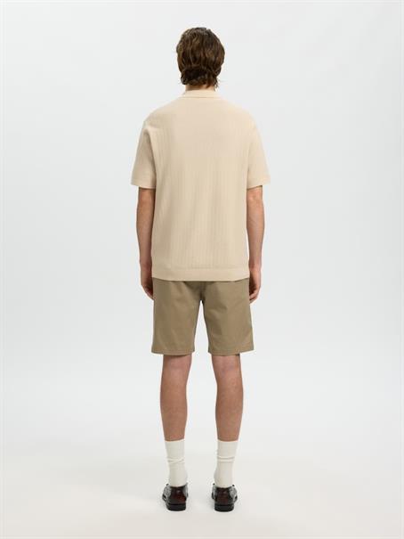 SLMCRAN SS KNIT STRUCTURE ZIP POLO NOOS oatmeal