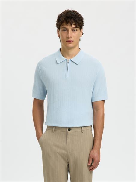 SLMCRAN SS KNIT STRUCTURE ZIP POLO NOOS skyway