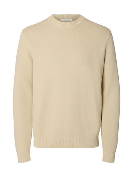 SLMDANE LS KNIT REG STRUC CREW NECK NOOS oatmeal