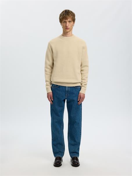 SLMDANE LS KNIT REG STRUC CREW NECK NOOS oatmeal