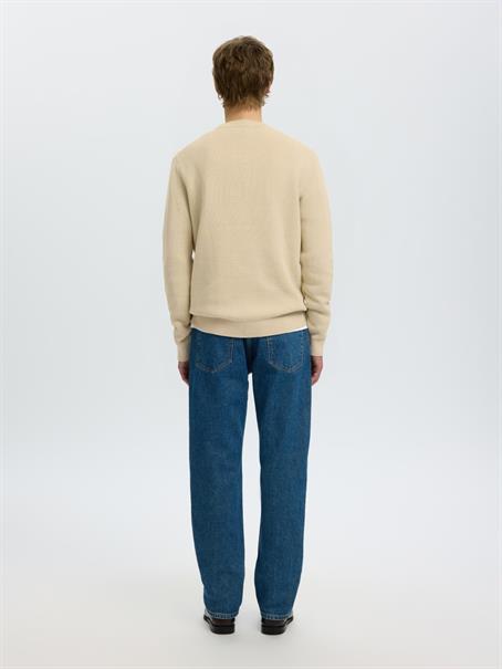 SLMDANE LS KNIT REG STRUC CREW NECK NOOS oatmeal