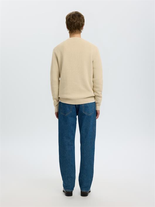 slmdane-ls-knit-reg-struc-crew-neck-noos-oatmeal