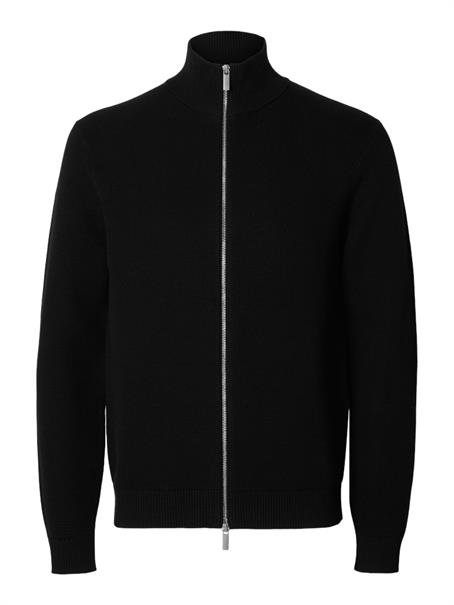 SLMDANE LS KNIT REG STRUC FULL ZIP NOOS black
