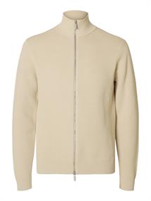 SLMDANE LS KNIT REG STRUC FULL ZIP NOOS oatmeal