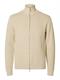 SLMDANE LS KNIT REG STRUC FULL ZIP NOOS oatmeal