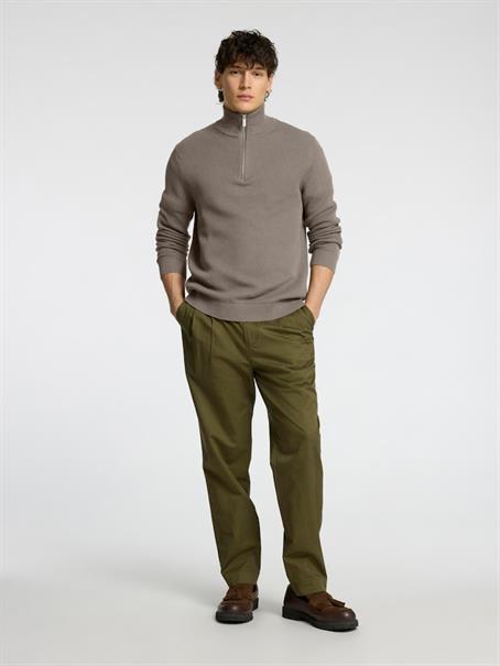 SLMDANE LS KNIT REG STRUC HALF ZIP NOOS morel