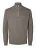 SLMDANE LS KNIT REG STRUC HALF ZIP NOOS morel