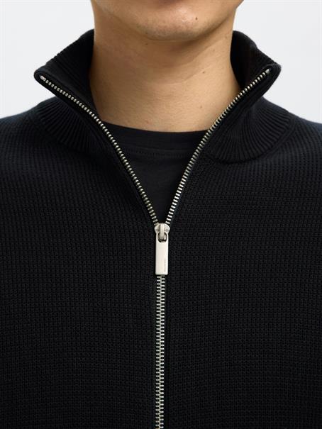 SLMDANE LS KNIT STRUCTURE FULL ZIP NOOS black