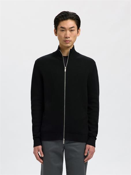 SLMDANE LS KNIT STRUCTURE FULL ZIP NOOS black