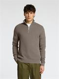 SLMDANE LS KNIT STRUCTURE HALF ZIP NOOS morel