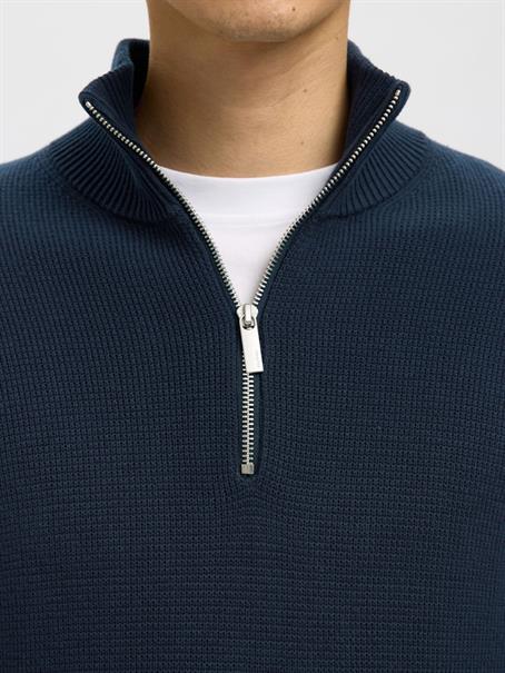 SLMDANE LS KNIT STRUCTURE HALF ZIP NOOS sky captain