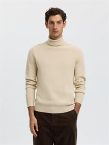 SLMDANE LS KNIT STRUCTURE ROLL NECK NOOS oatmeal