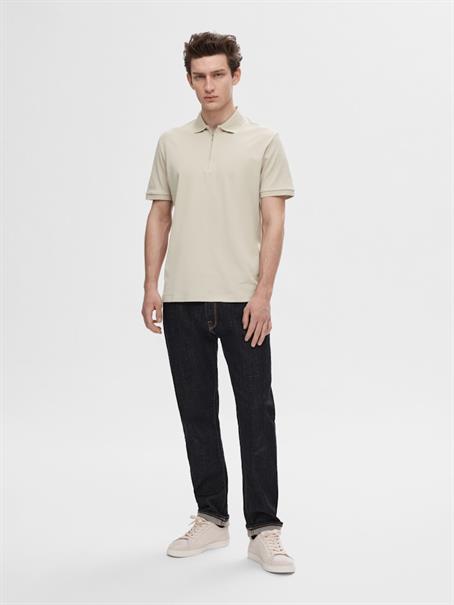 SLMFAVE ZIP SS POLO NOOS oatmeal