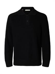 SLMPIM LS KNIT POLO CAMP black