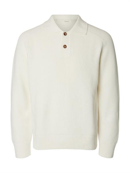 SLMPIM LS KNIT POLO CAMP egret