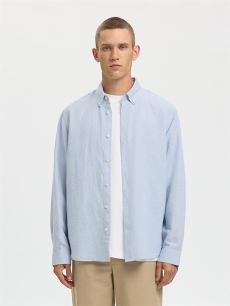 SLMREGCLAUS CLAY LINENBLEND LS SHT NOOS dusty blue
