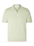 SLMTELLER SS KNIT POLO NOOS bok choy
