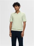 SLMTELLER SS KNIT POLO NOOS bok choy