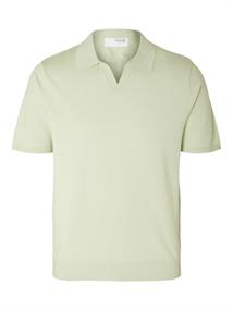SLMTELLER SS KNIT POLO NOOS bok choy