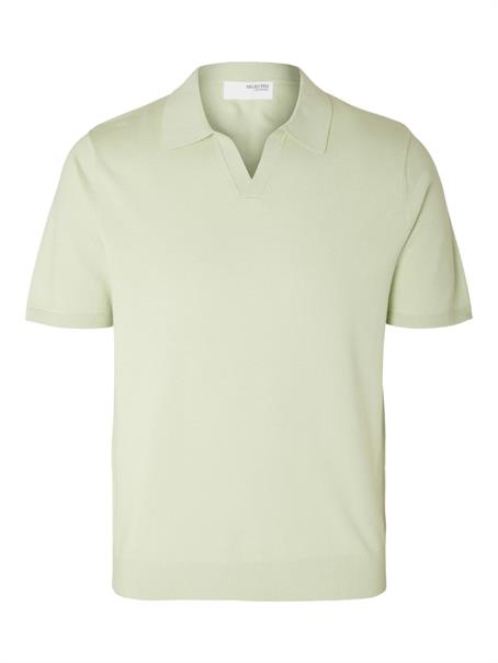 SLMTELLER SS KNIT POLO NOOS bok choy