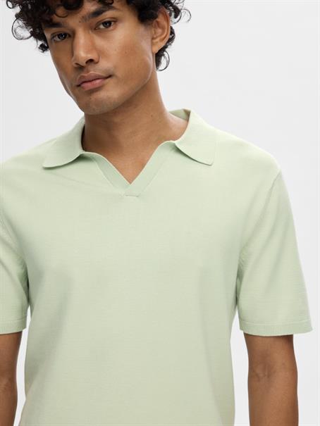 SLMTELLER SS KNIT POLO NOOS bok choy