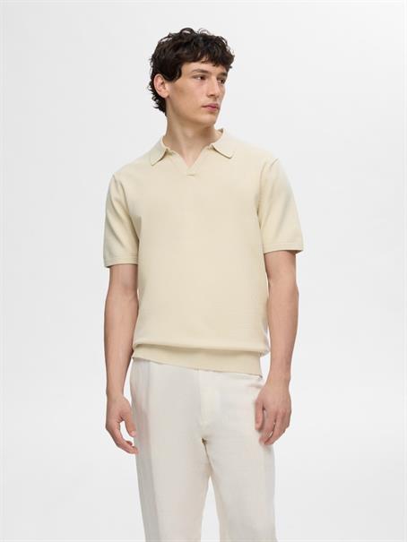 SLMTELLER SS KNIT POLO NOOS fog