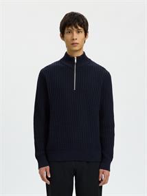 SLMTOM LS KNIT STRUCTURE HALF ZIP sky captain