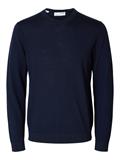 SLMTRAY LS KNIT MERINO CREW NECK NOOS navy blazer