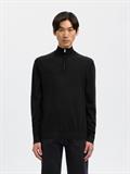SLMTRAY LS KNIT MERINO HALF ZIP NOOS black