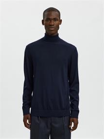 SLMTRAY LS KNIT MERINO ROLL NECK NOOS navy blazer