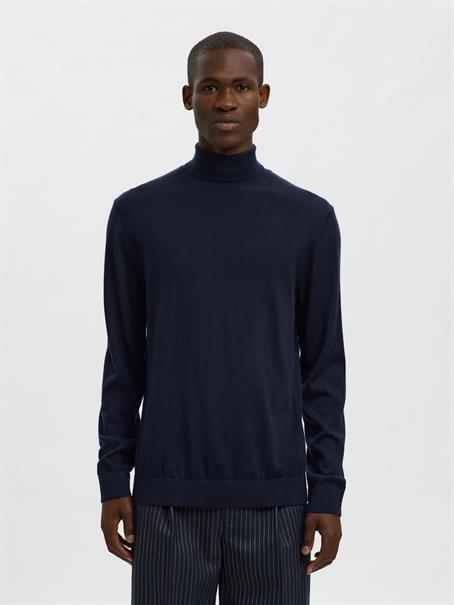 SLMTRAY LS KNIT MERINO ROLL NECK NOOS navy blazer