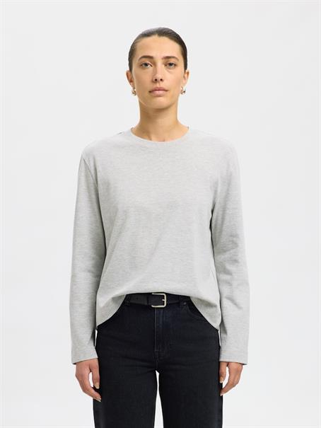 SLWESSENTIAL LS BOXY TEE NOOS light grey melange