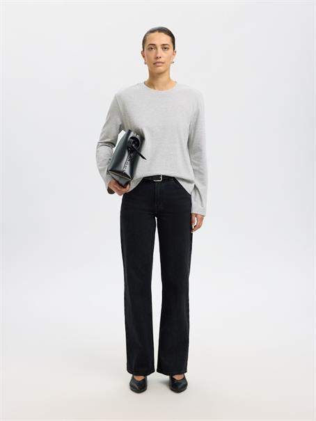 SLWESSENTIAL LS BOXY TEE NOOS light grey melange
